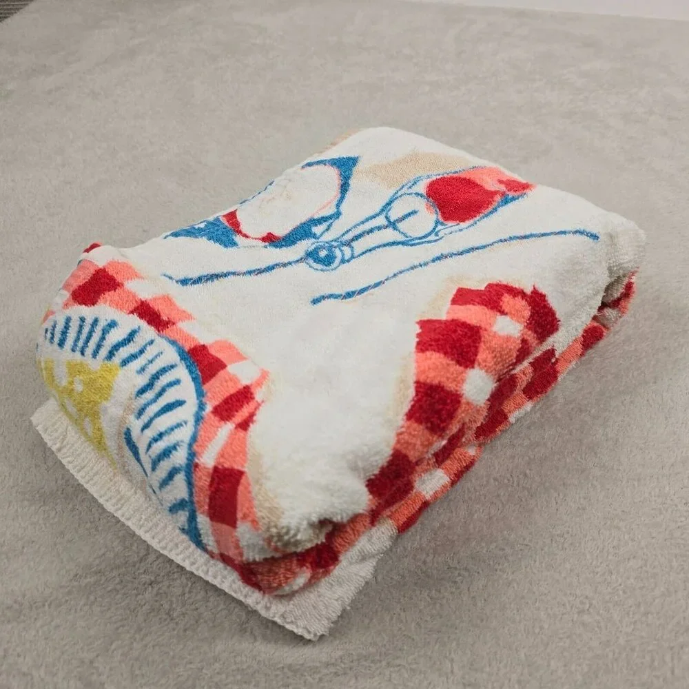 Vintage Beach Towel Terrycloth Whimsical Bold Kitschy Novelty Beach Picnic 50s